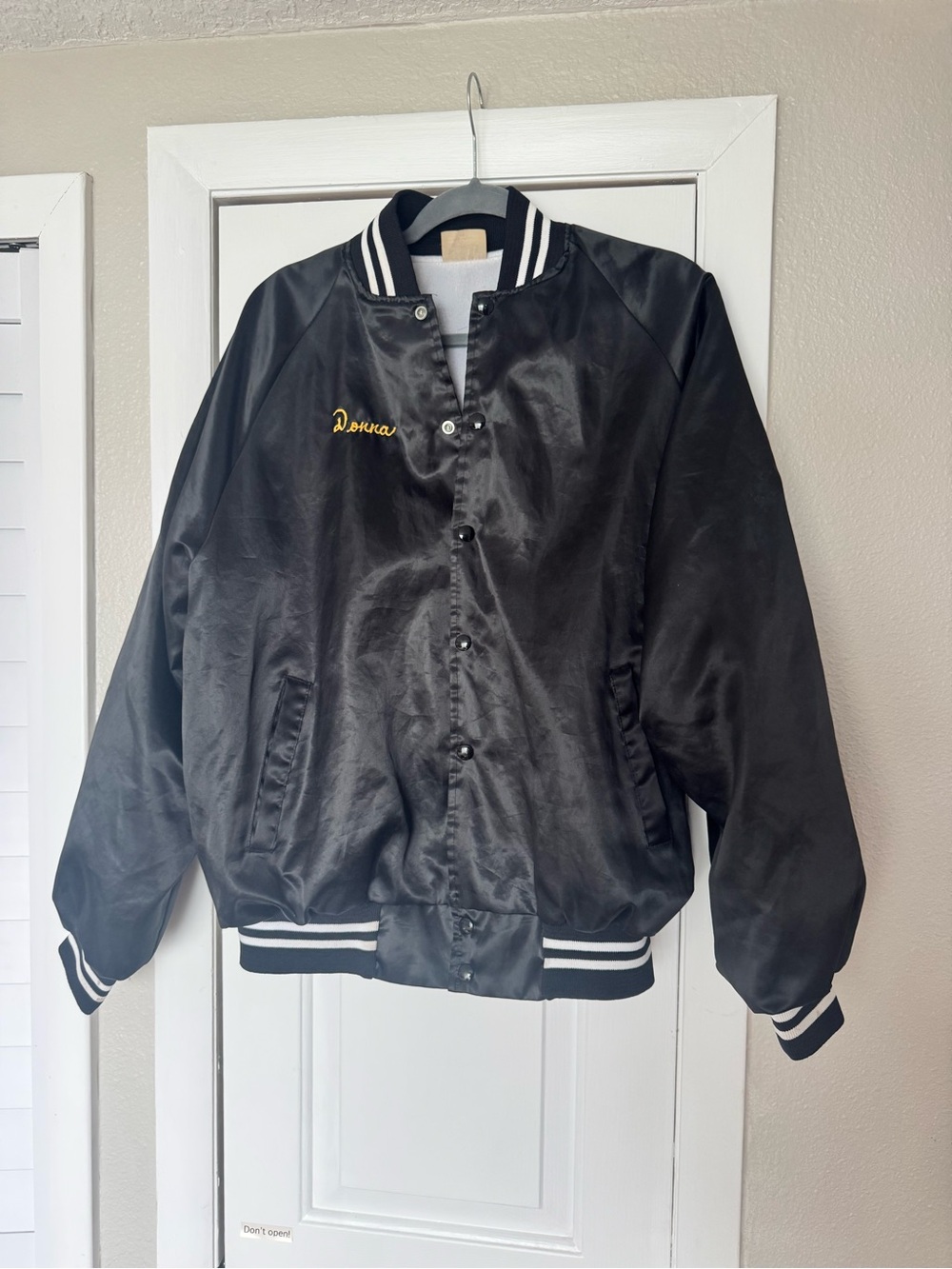 Vintage Auburn Sportswear Satin Snap Front Bomber Jacket USA Made XL Donna B & B